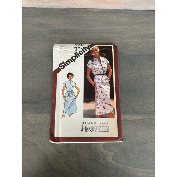 Simplicity Vintage Uncut Misses Two Piece Dress Size 10 Pattern No 9947 - Picture 1 of 7